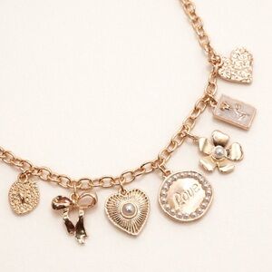 Love Bow Flower Charm Necklace (7300)